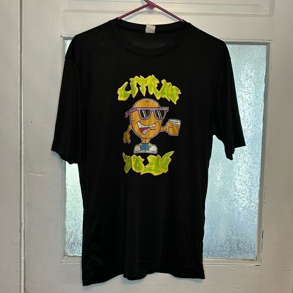 Sport Tek Black Citrus Boys Orange Graphic Short Sleeve Tshirt Size Medium - Picture 1 of 9